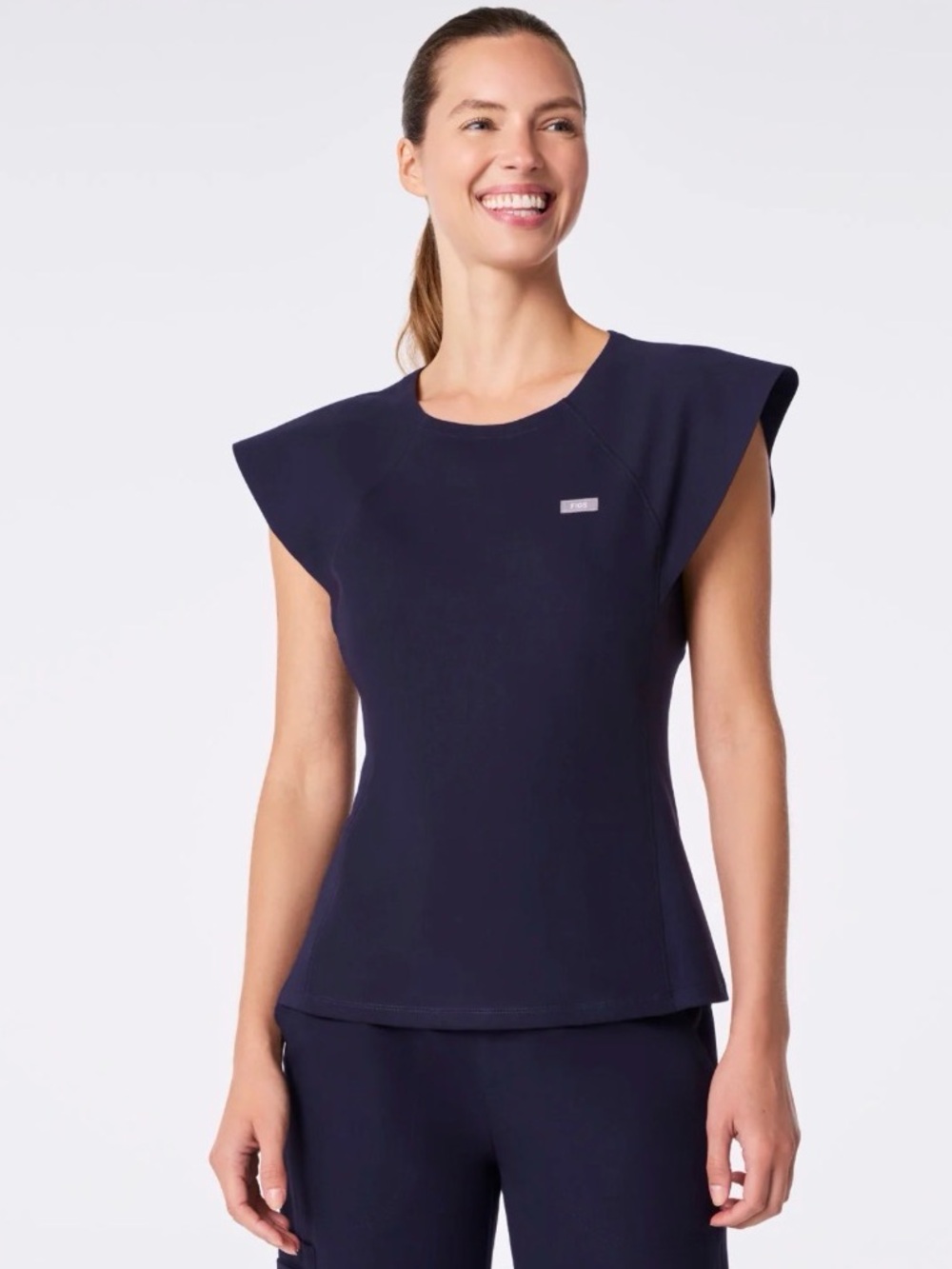 FIGS Women's Orillia Slim Scoop Neck Scrub Top - Navy $48